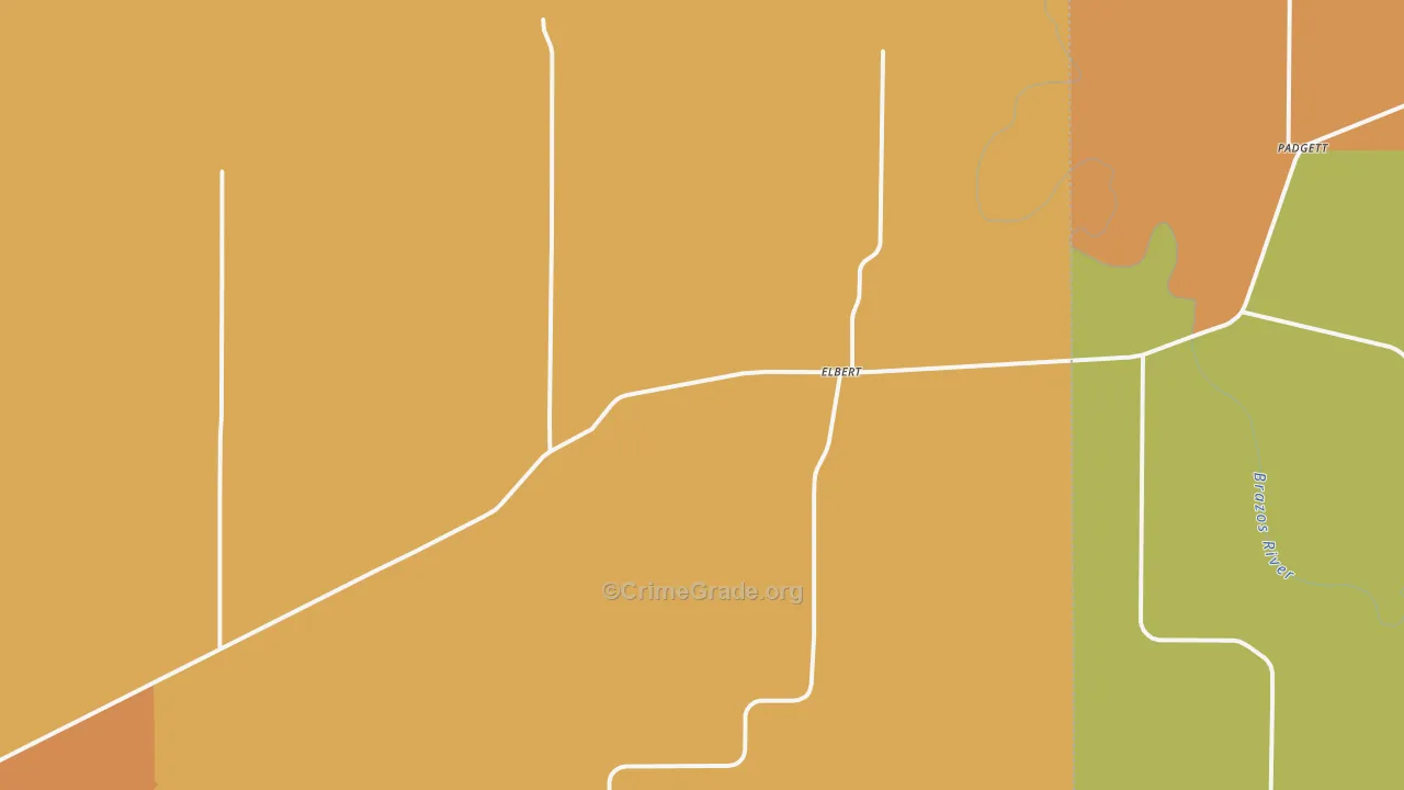 Elbert, TX Map of Robbery Rates
