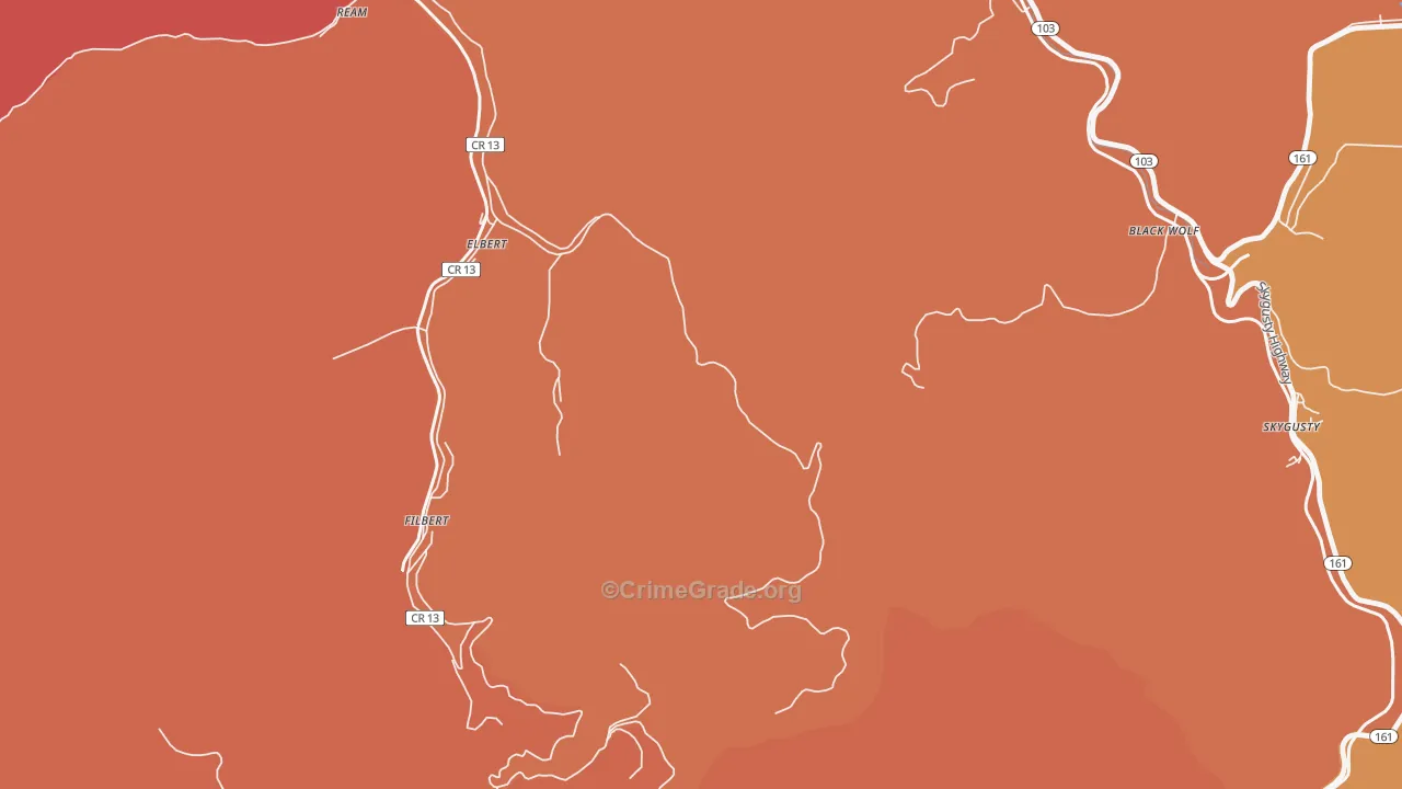Elbert, WV Map of Robbery Rates