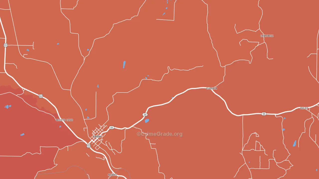Elberta, AR Map of Robbery Rates