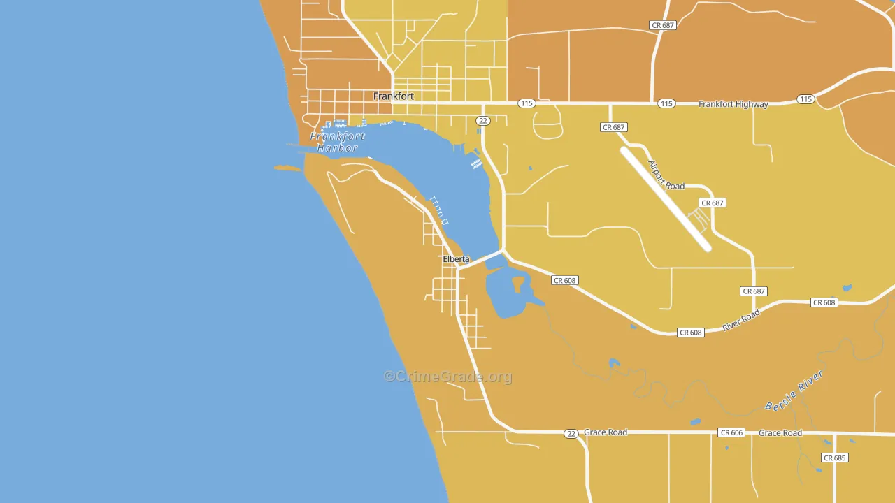 Elberta, MI Map of Robbery Rates