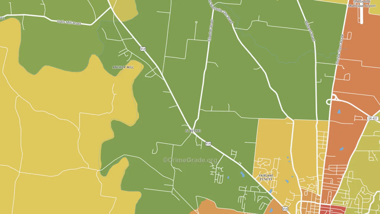 Elbethel, TN Map of Robbery Rates