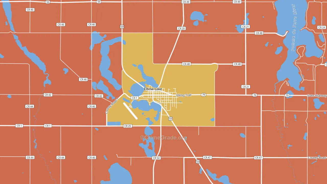 Elbow Lake, MN Map of Robbery Rates