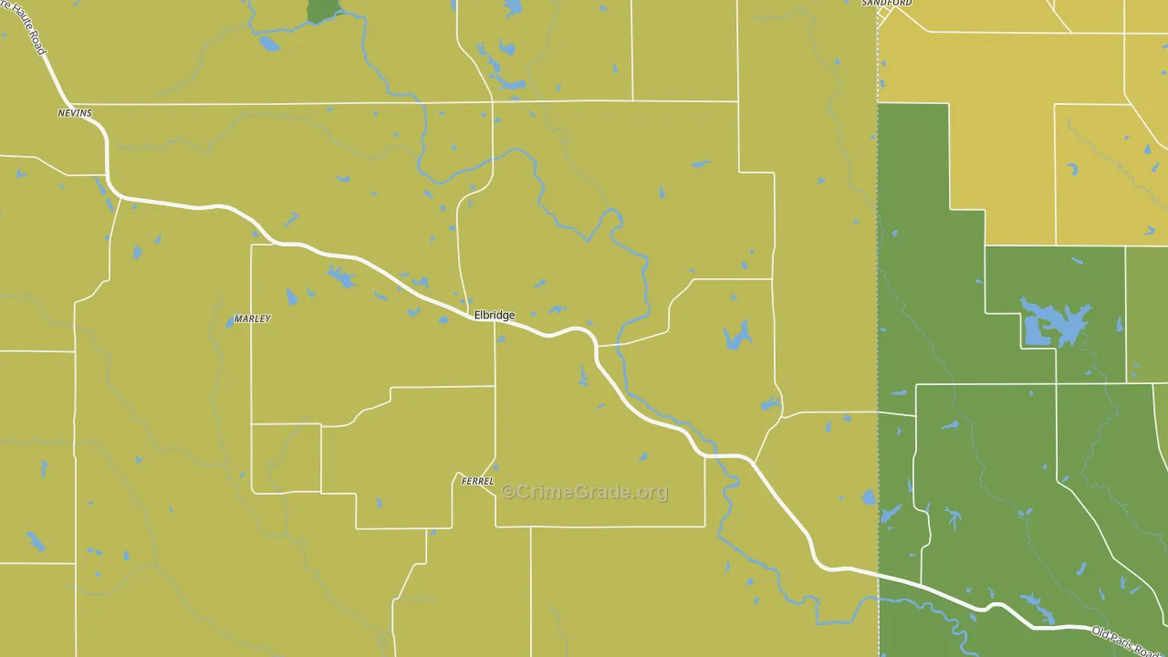 Elbridge, IL Map of Robbery Rates