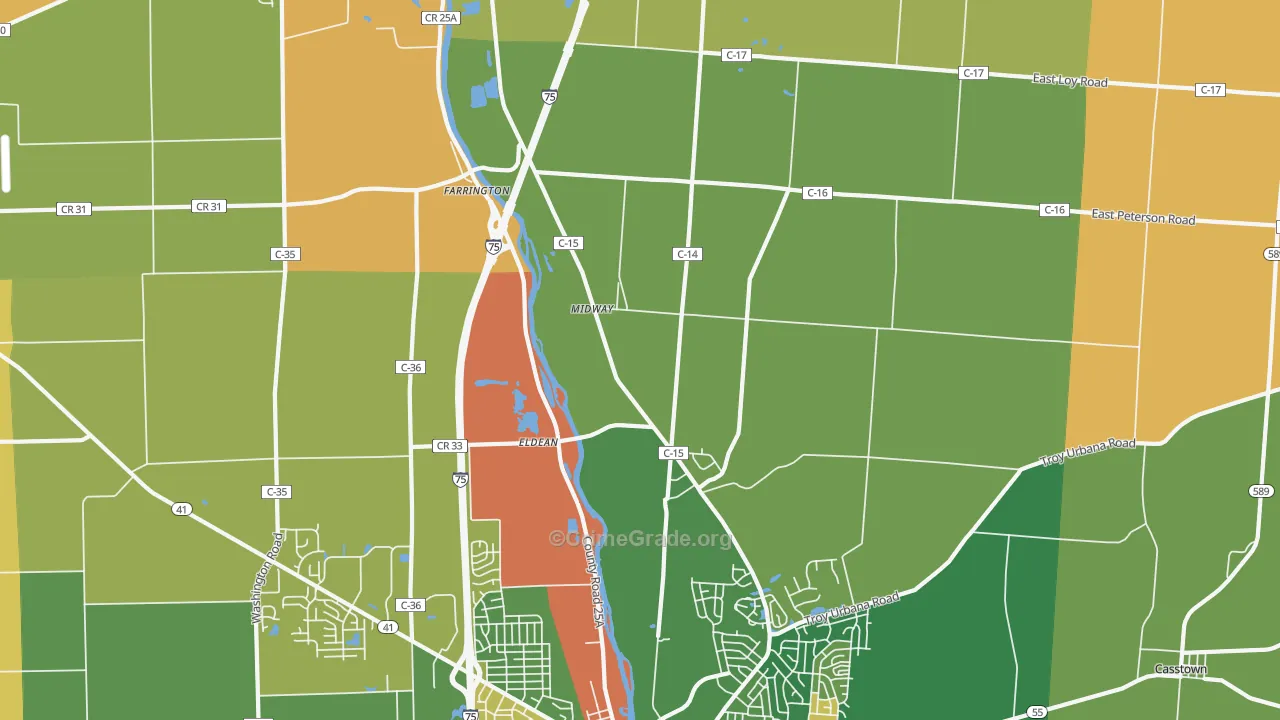 Eldean, OH Map of Robbery Rates