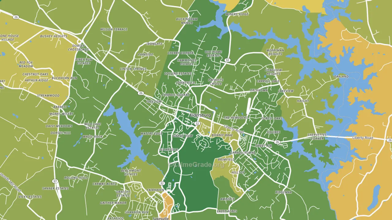 Eldersburg, MD Map of Robbery Rates
