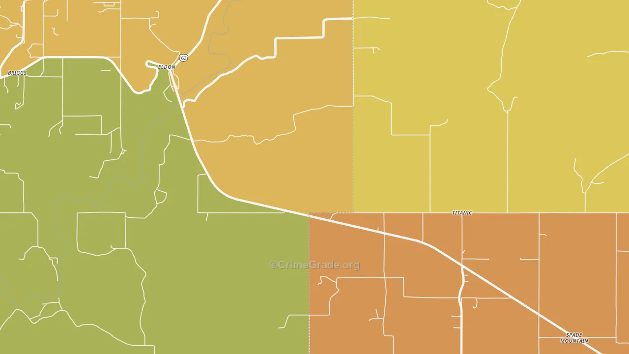 Eldon, OK Map of Robbery Rates