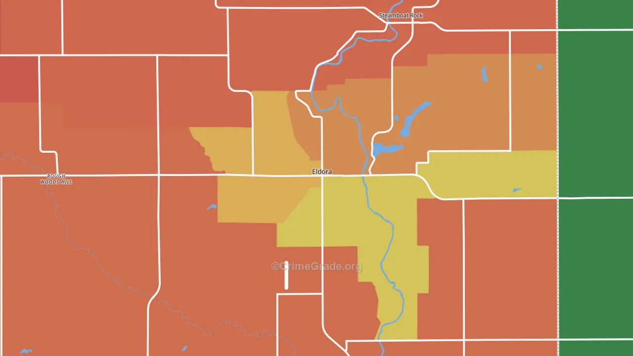 Eldora, IA Map of Robbery Rates