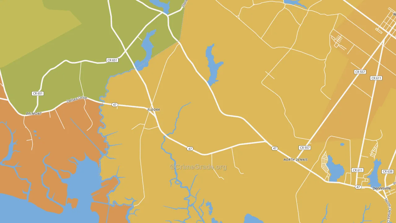 Eldora, NJ Map of Robbery Rates