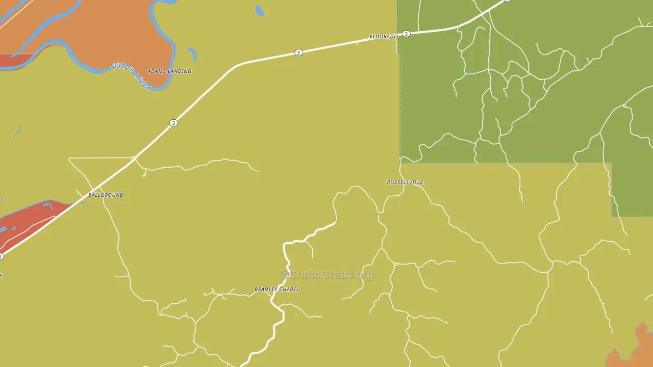 Eldorado, MS Map of Robbery Rates