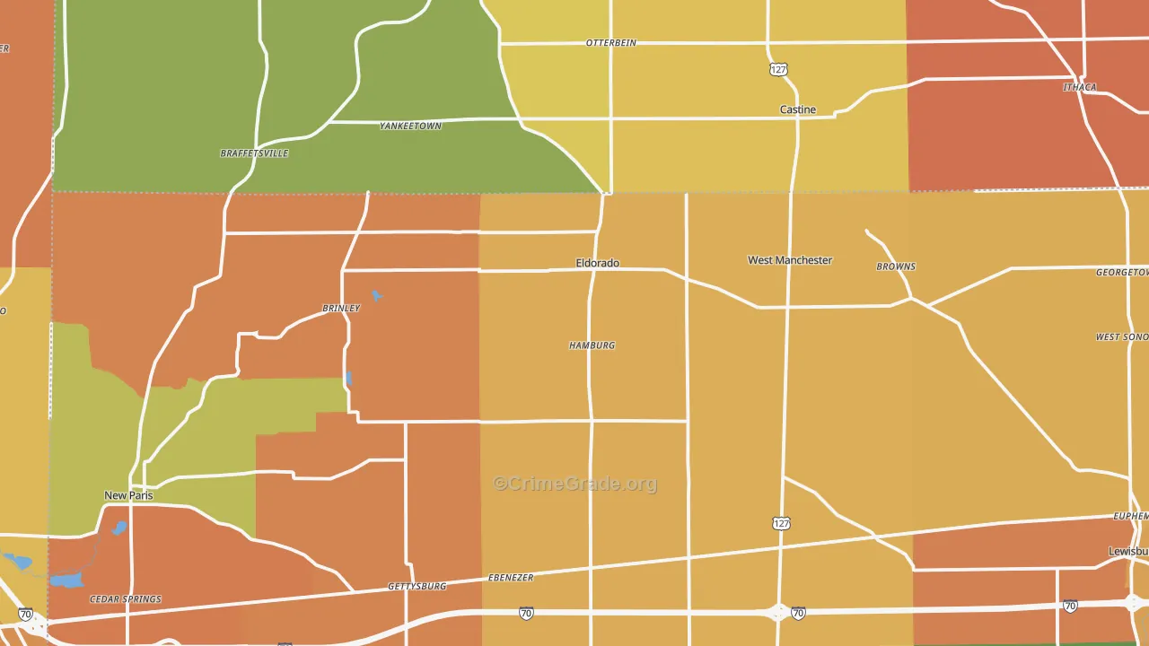 Eldorado, OH Map of Robbery Rates