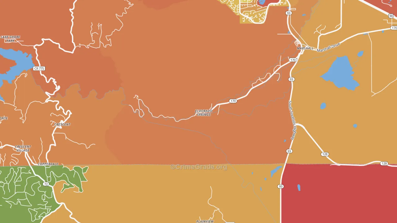 Eldorado Springs, CO Map of Robbery Rates