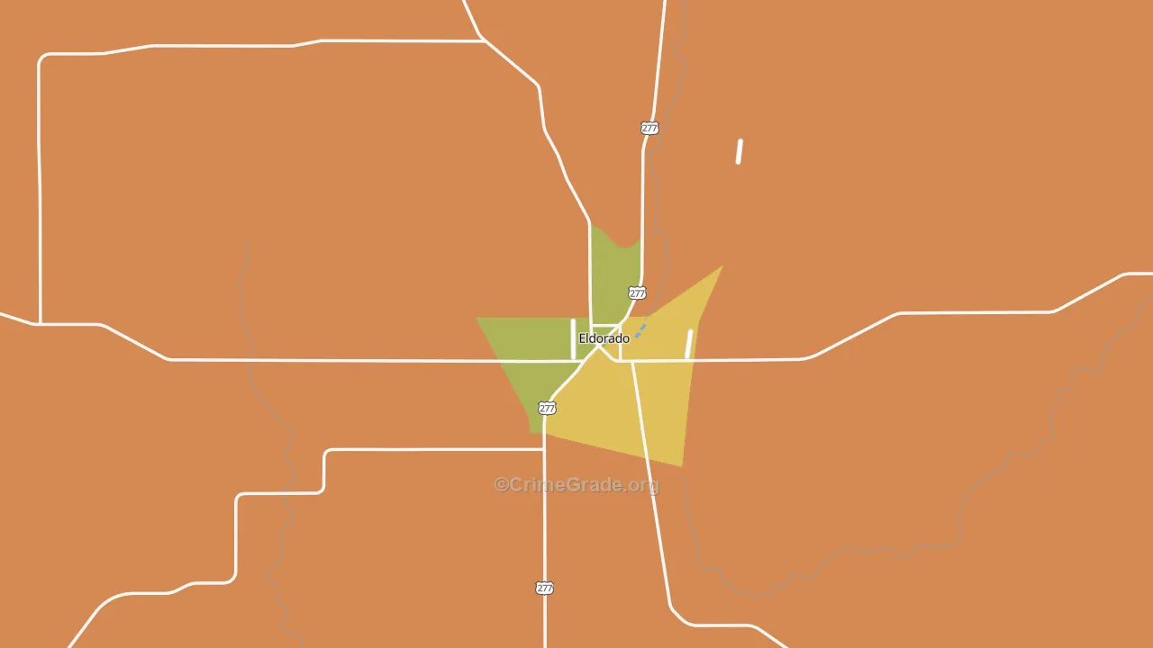 Eldorado, TX Map of Robbery Rates