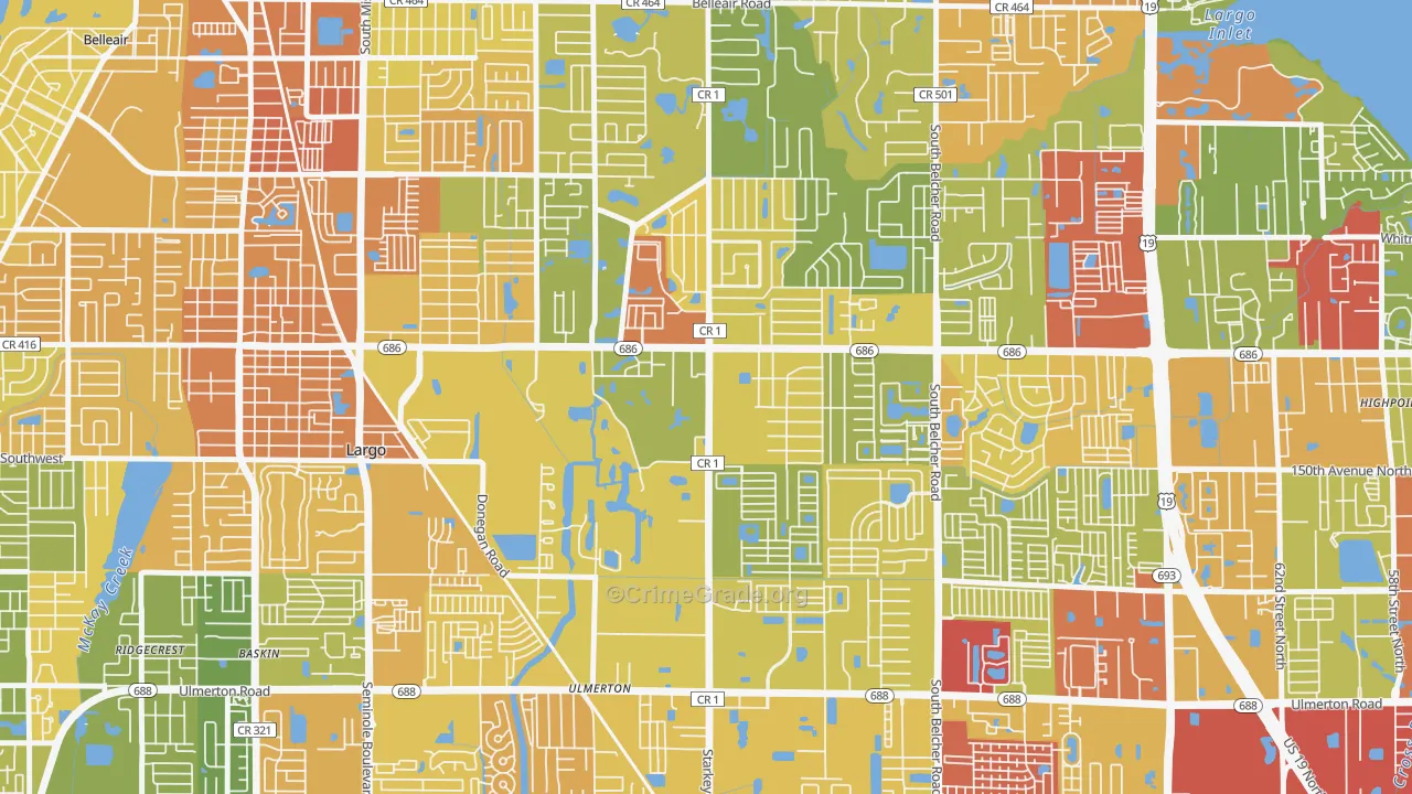 Eldorado Village, Largo, FL Map of Robbery Rates
