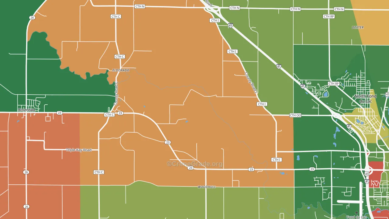 Eldorado, WI Map of Robbery Rates