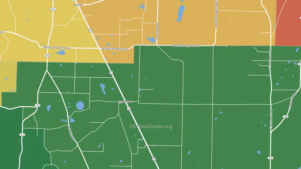 Eldorendo, GA Map of Robbery Rates