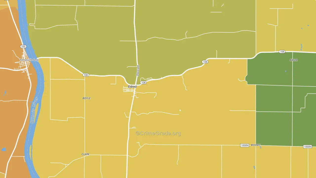 Eldred, IL Map of Robbery Rates