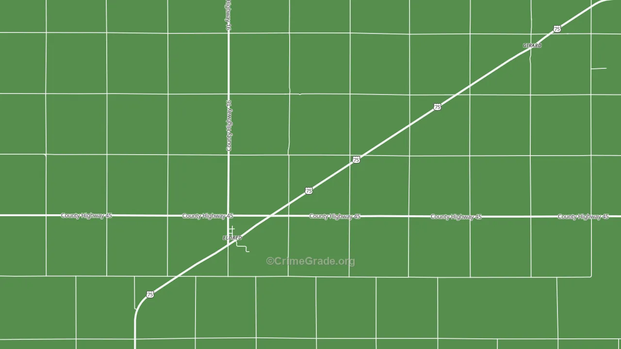 Eldred, MN Map of Robbery Rates
