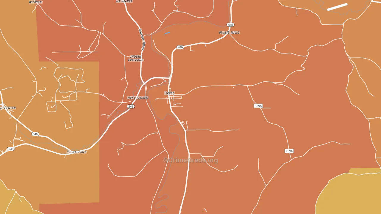 Eldred, PA Map of Robbery Rates