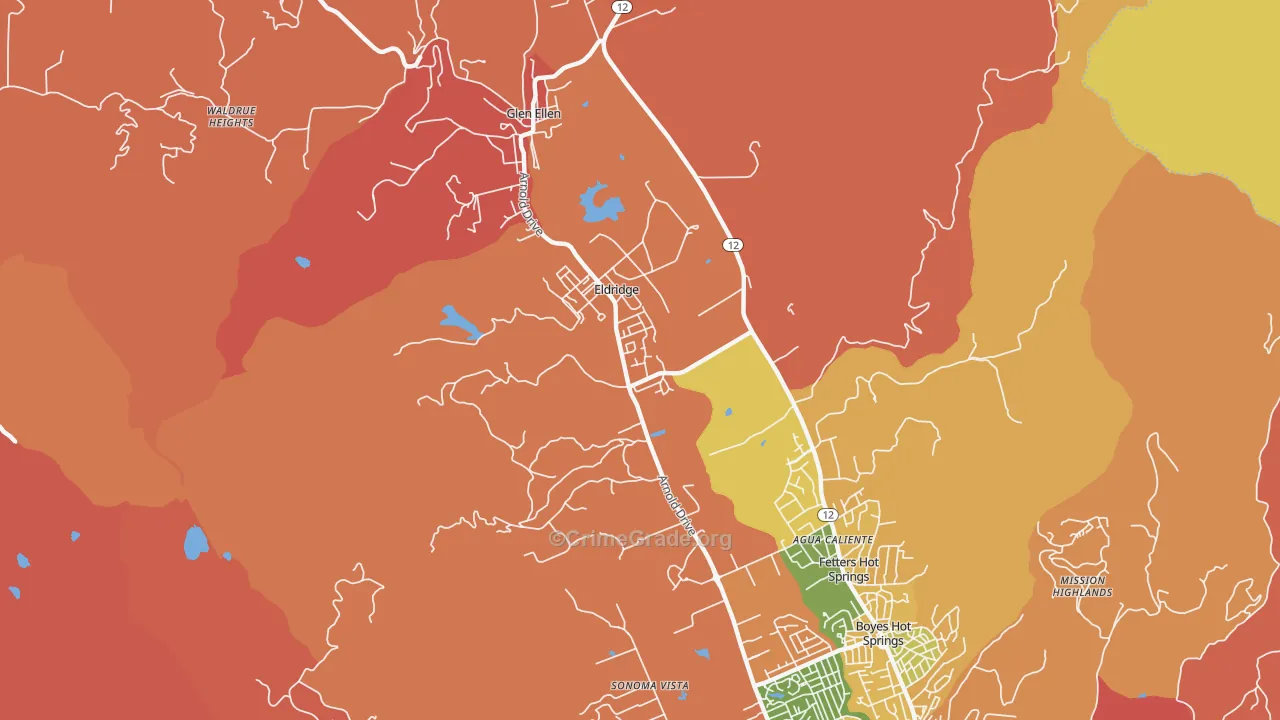 Eldridge, CA Map of Robbery Rates