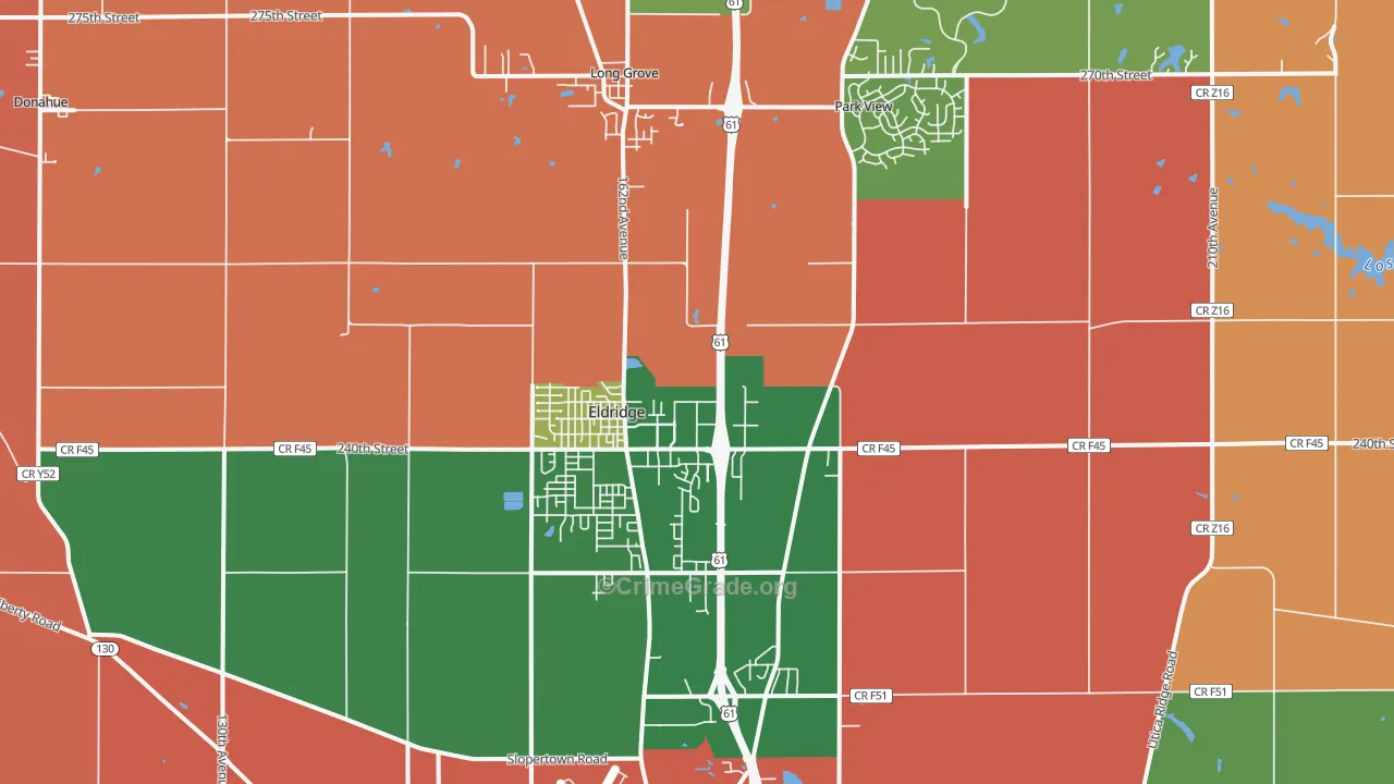 Eldridge, IA Map of Robbery Rates
