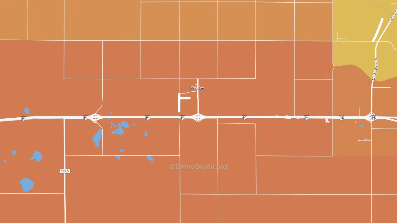 Eldridge, ND Map of Robbery Rates