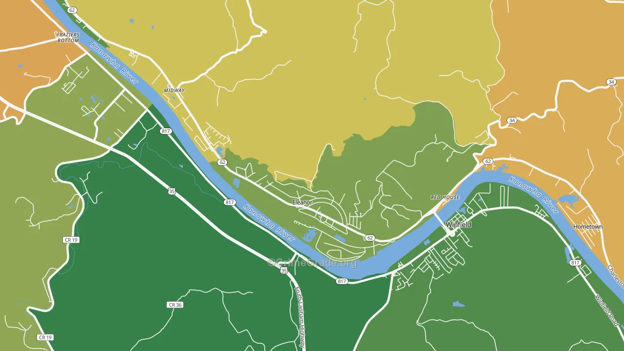 Eleanor, WV Map of Robbery Rates