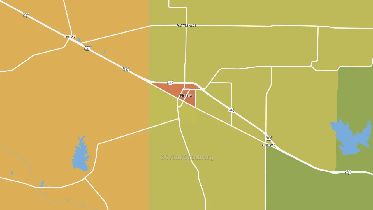 Electra, TX Map of Robbery Rates
