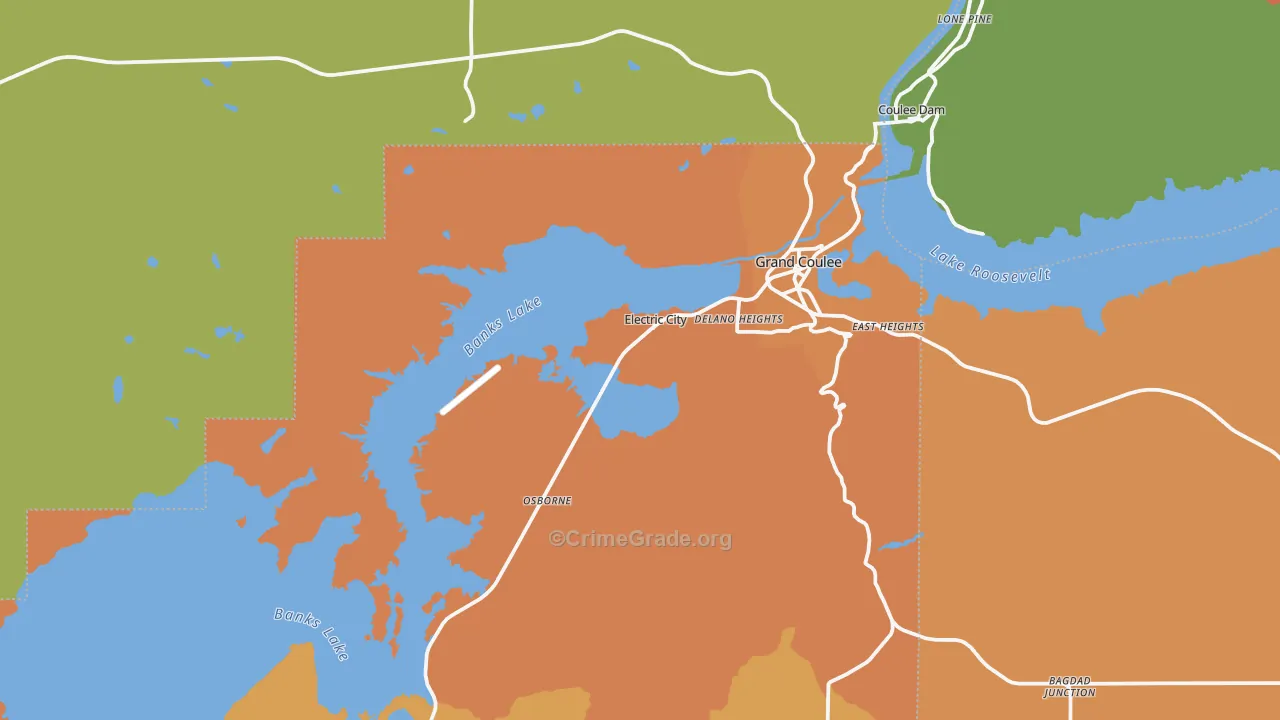 Electric City, WA Map of Robbery Rates