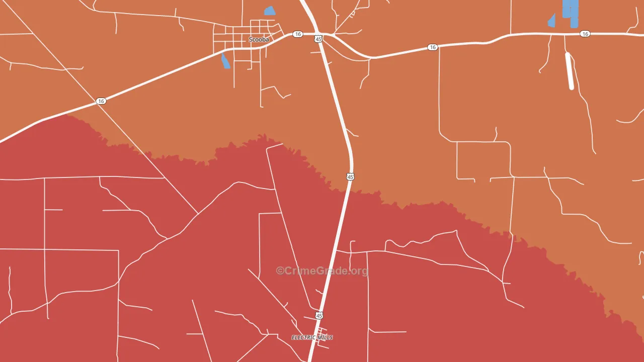 Electric Mills, MS Map of Robbery Rates