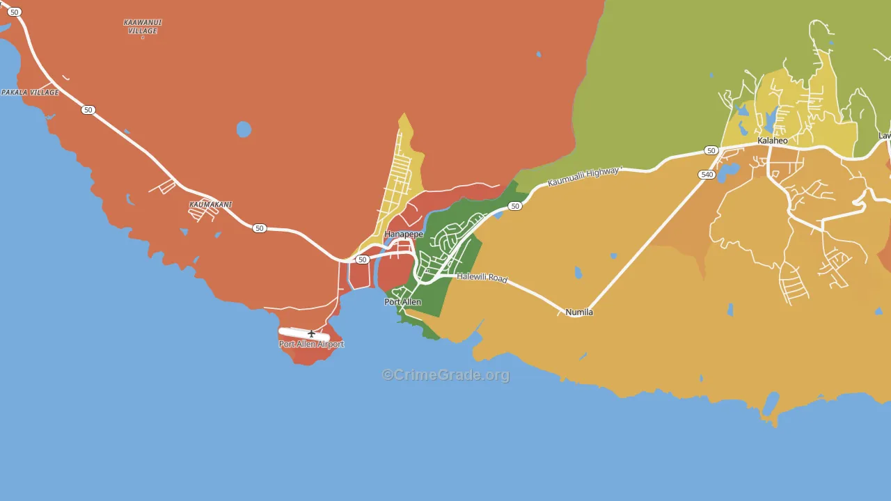 Eleele, HI Map of Robbery Rates