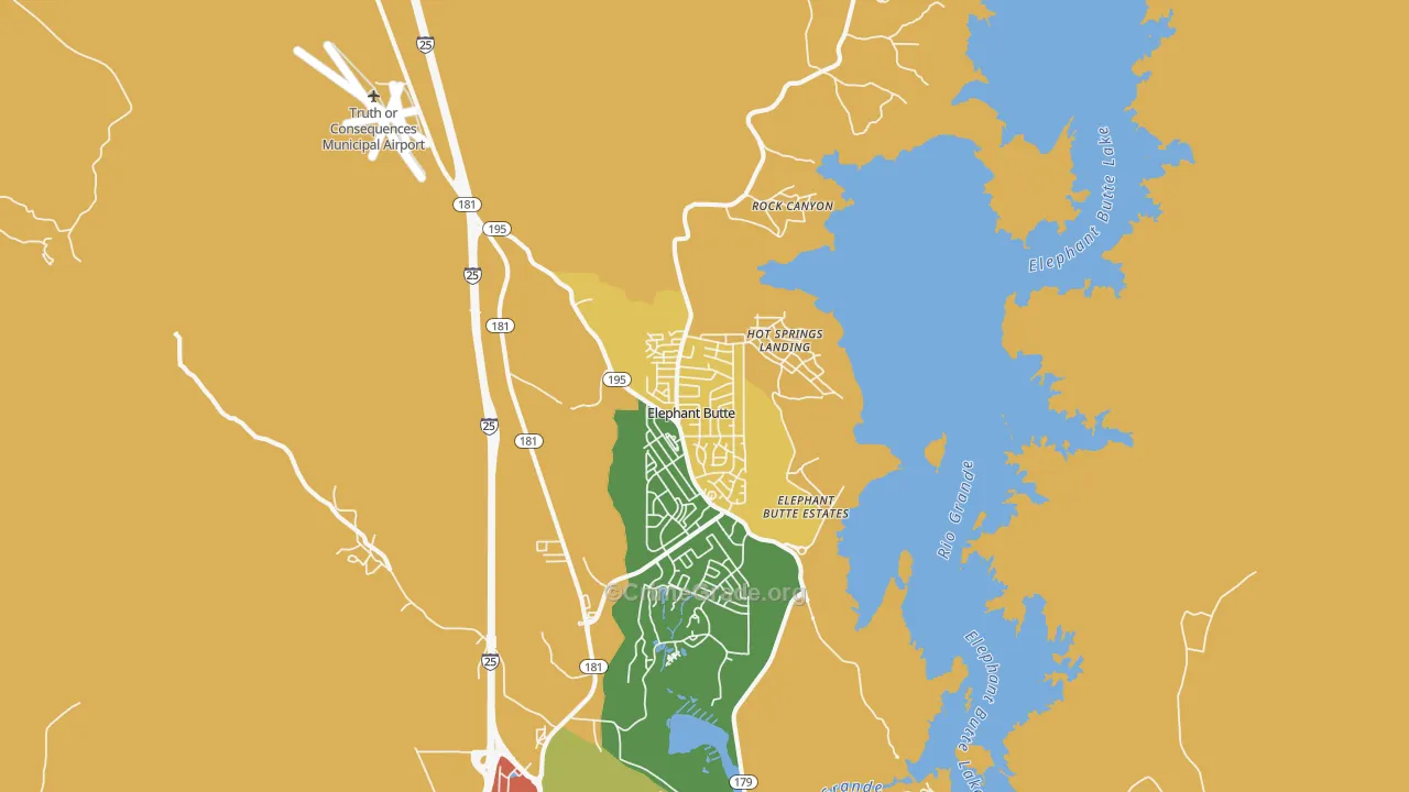 Elephant Butte, NM Map of Robbery Rates