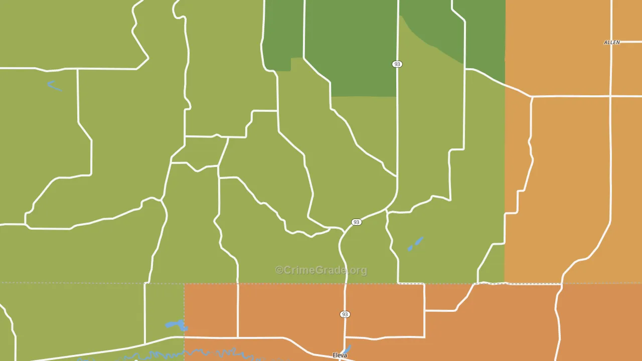 Eleva, WI Map of Robbery Rates