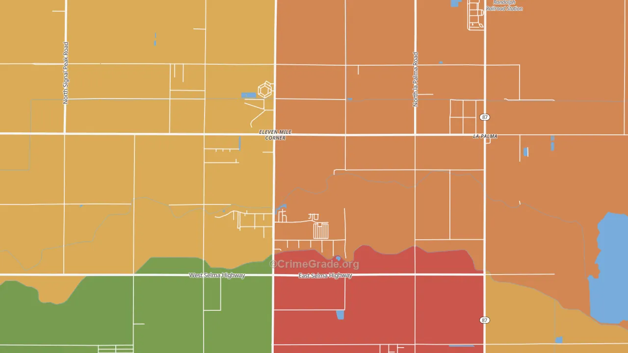 Eleven Mile Corner, AZ Map of Robbery Rates