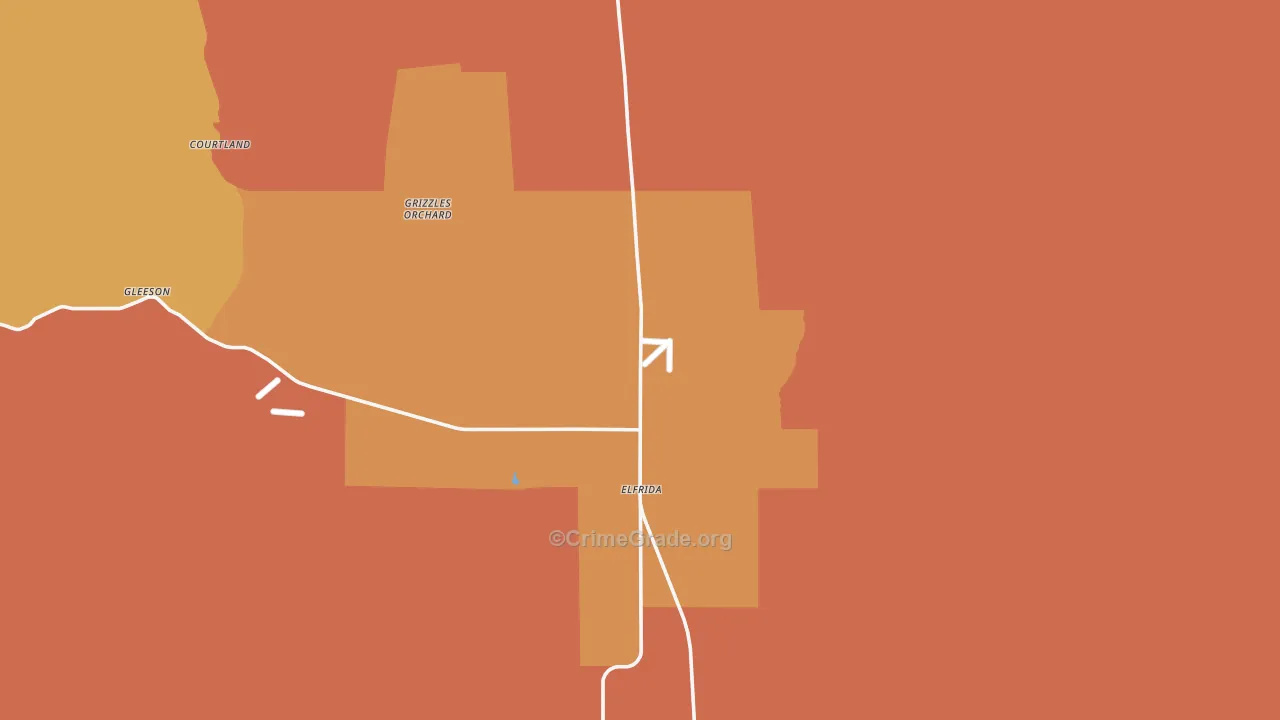 Elfrida, AZ Map of Robbery Rates