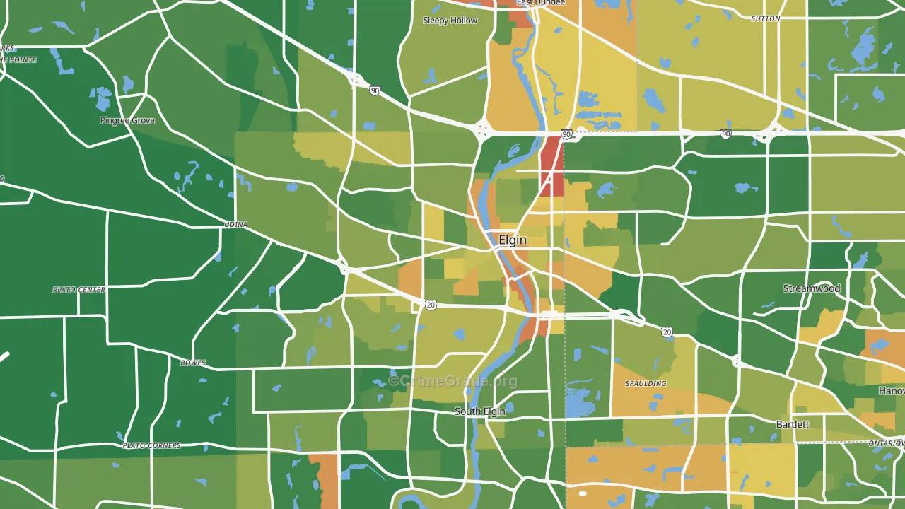Elgin, IL Map of Robbery Rates