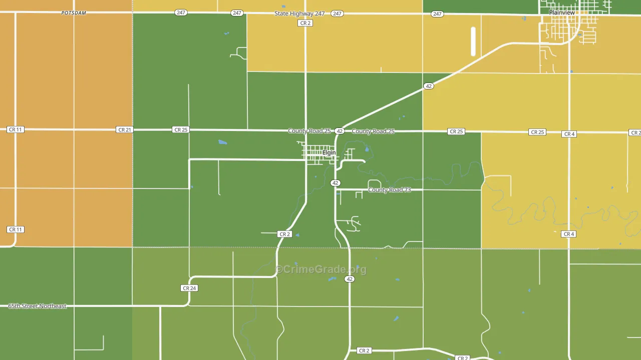 Elgin, MN Map of Robbery Rates