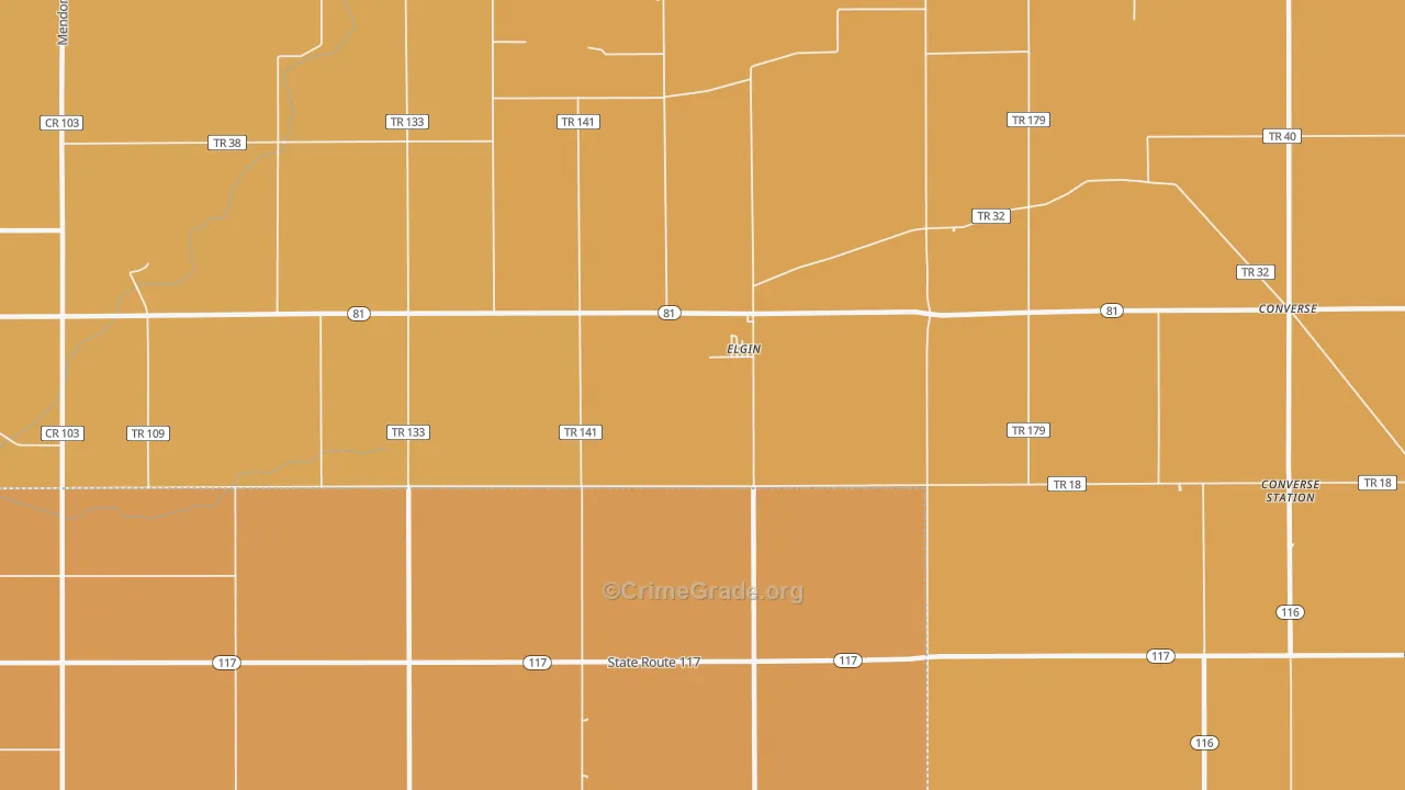 Elgin, OH Map of Robbery Rates