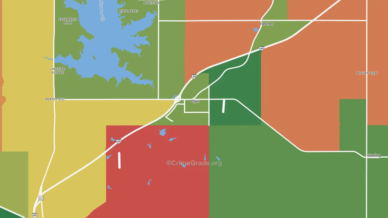Elgin, OK Map of Robbery Rates