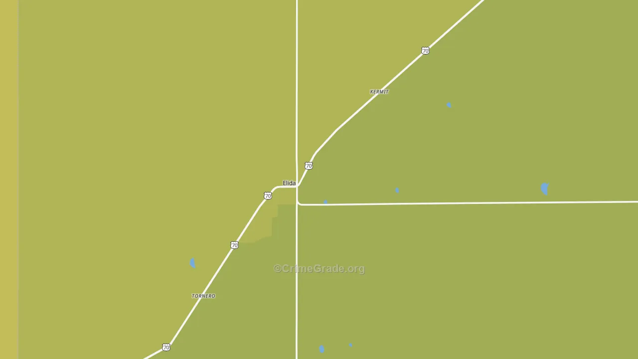 Elida, NM Map of Robbery Rates