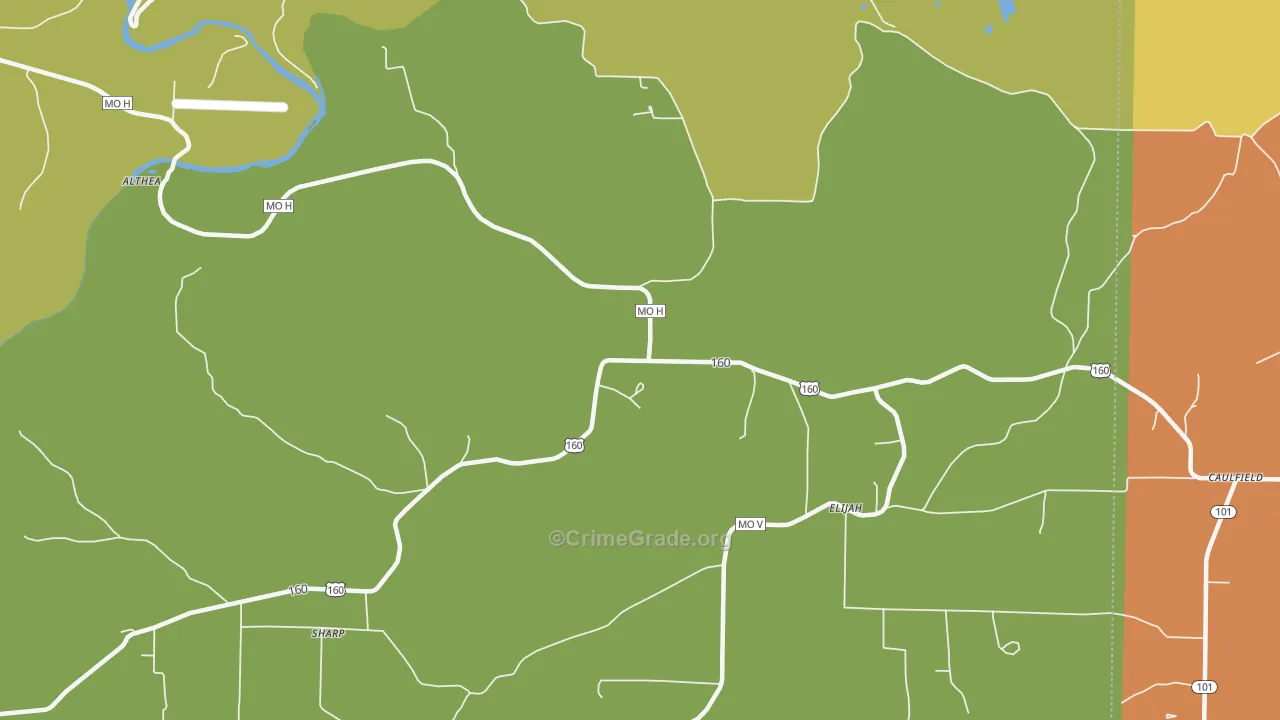 Elijah, MO Map of Robbery Rates
