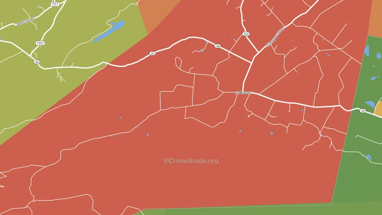 Elimsport, PA Map of Robbery Rates