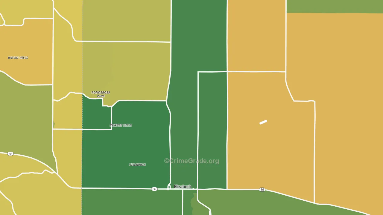 Elizabeth, CO Map of Robbery Rates