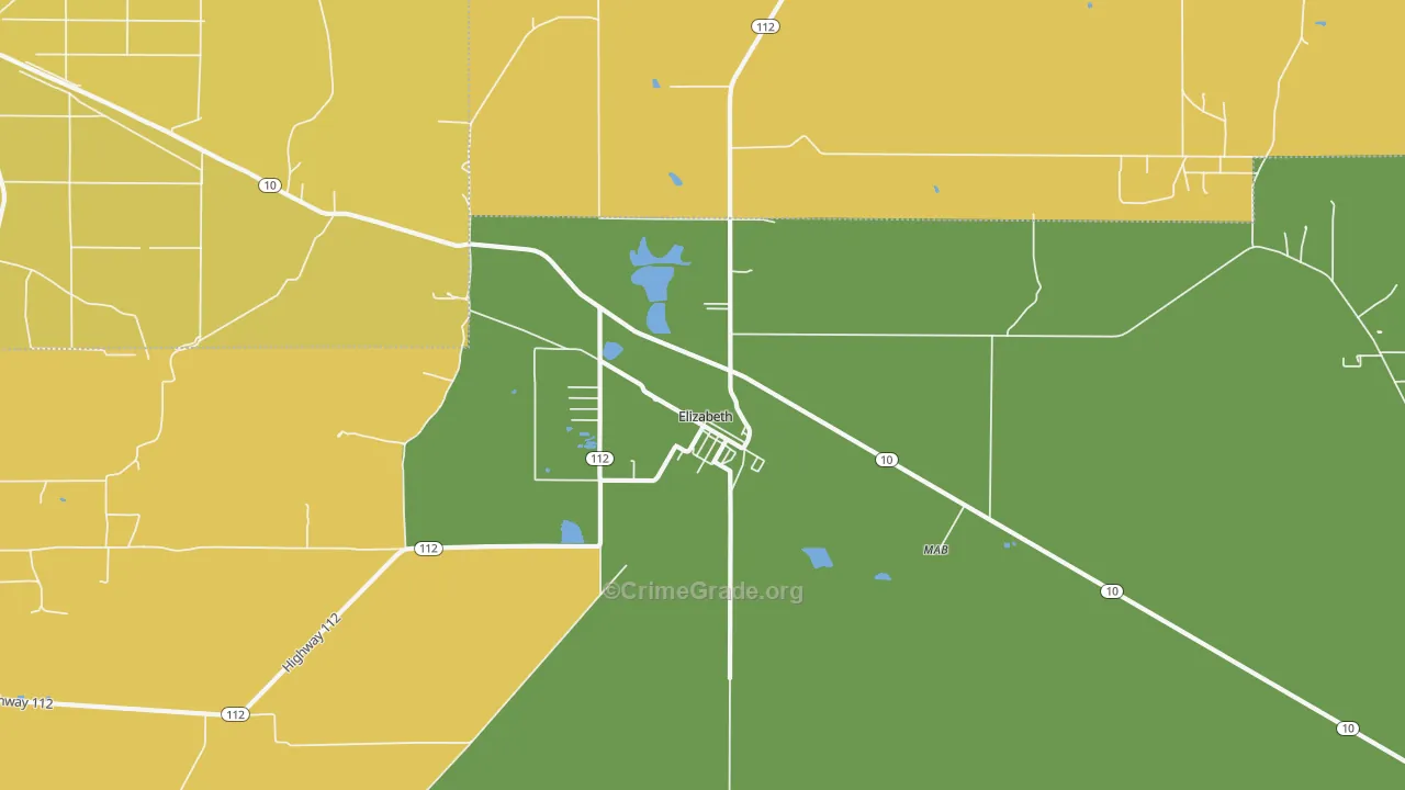 Elizabeth, LA Map of Robbery Rates