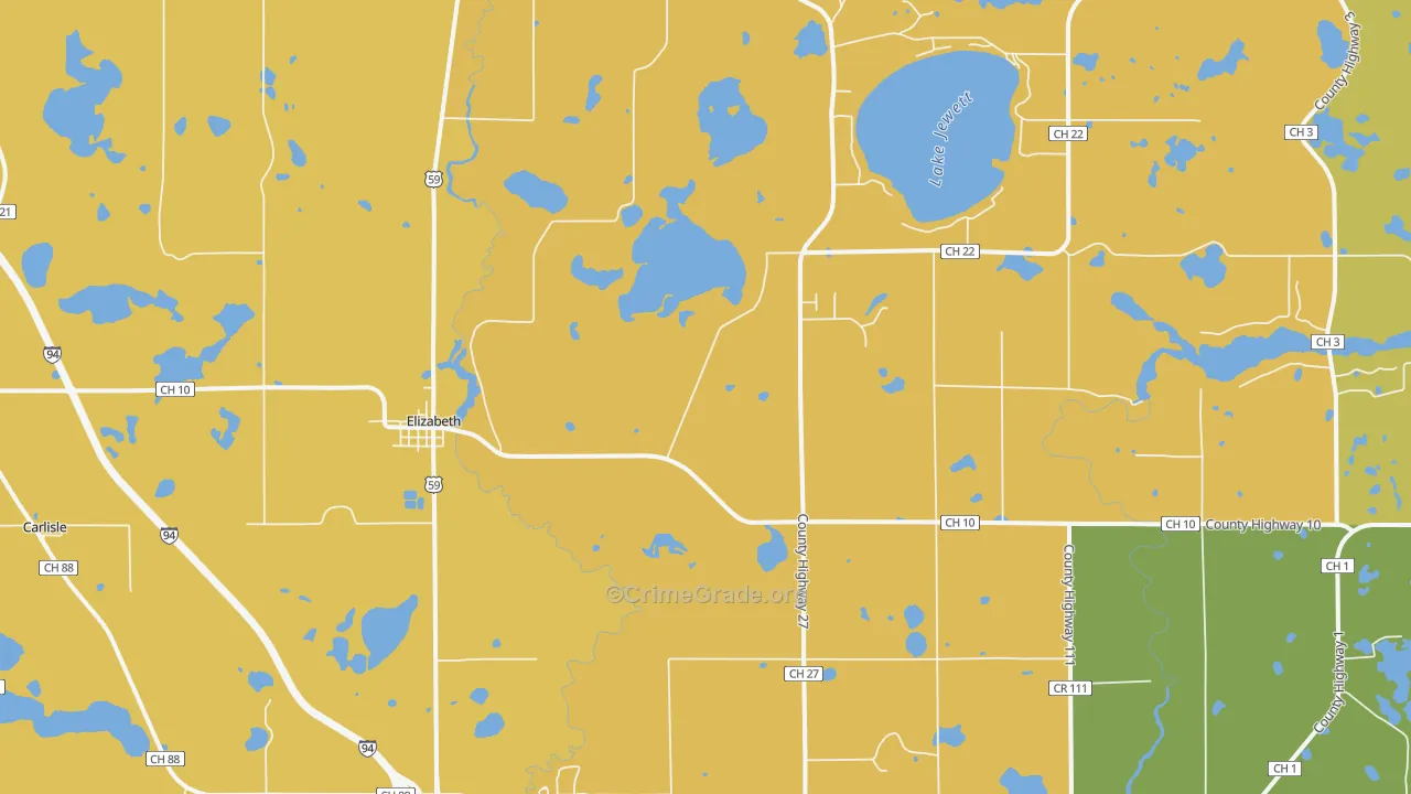 Elizabeth, MN Map of Robbery Rates