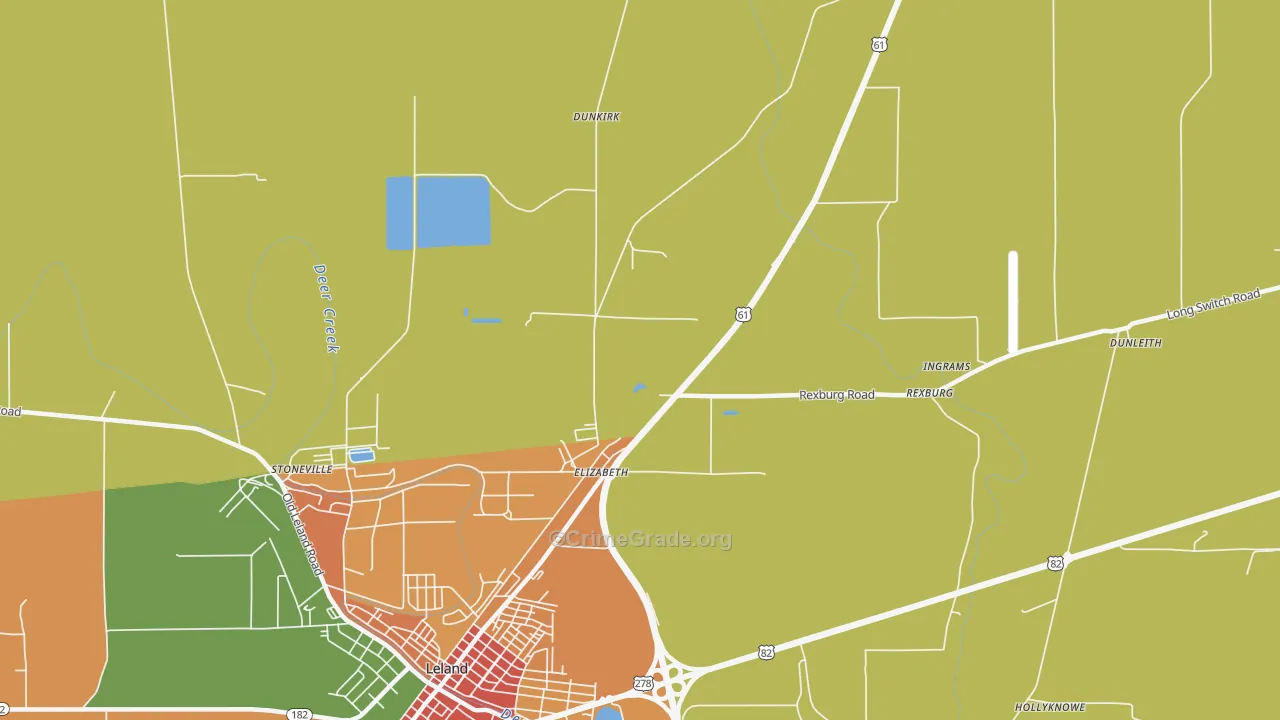 Elizabeth, MS Map of Robbery Rates