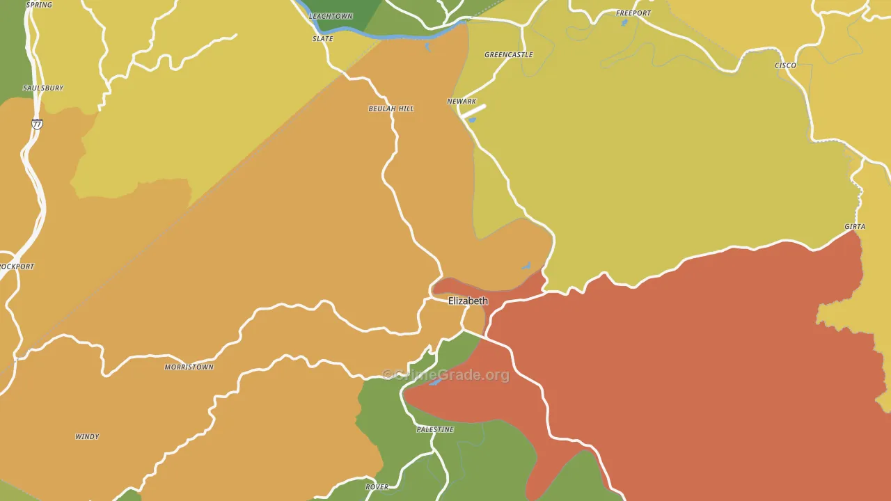 Elizabeth, WV Map of Robbery Rates