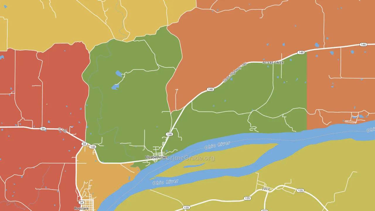 Elizabethtown, IL Map of Robbery Rates