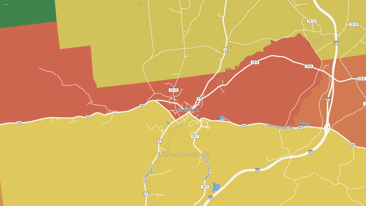 Elizabethtown, NY Map of Robbery Rates
