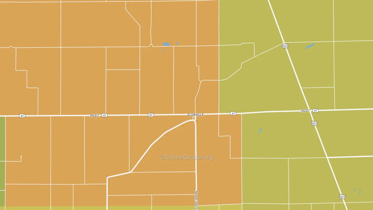Elizaville, IN Map of Robbery Rates
