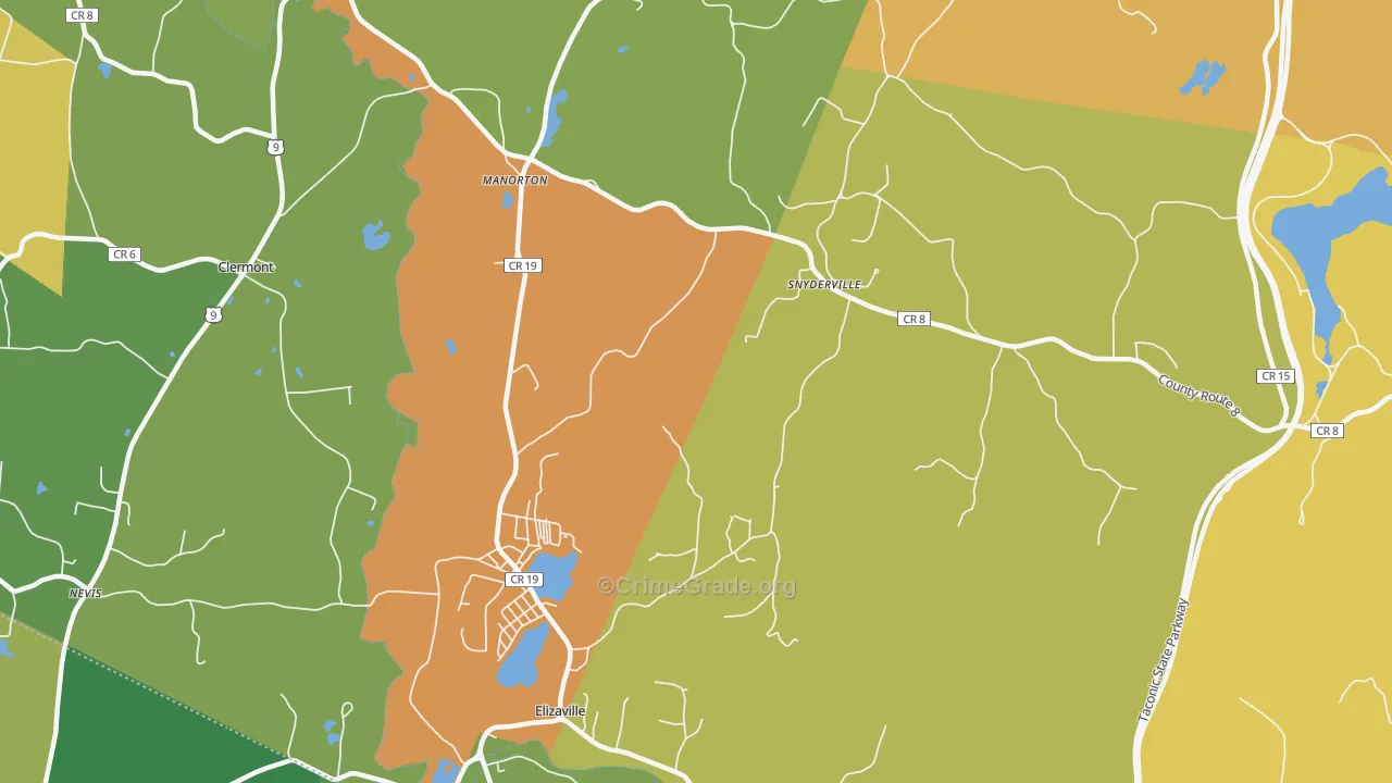 Elizaville, NY Map of Robbery Rates